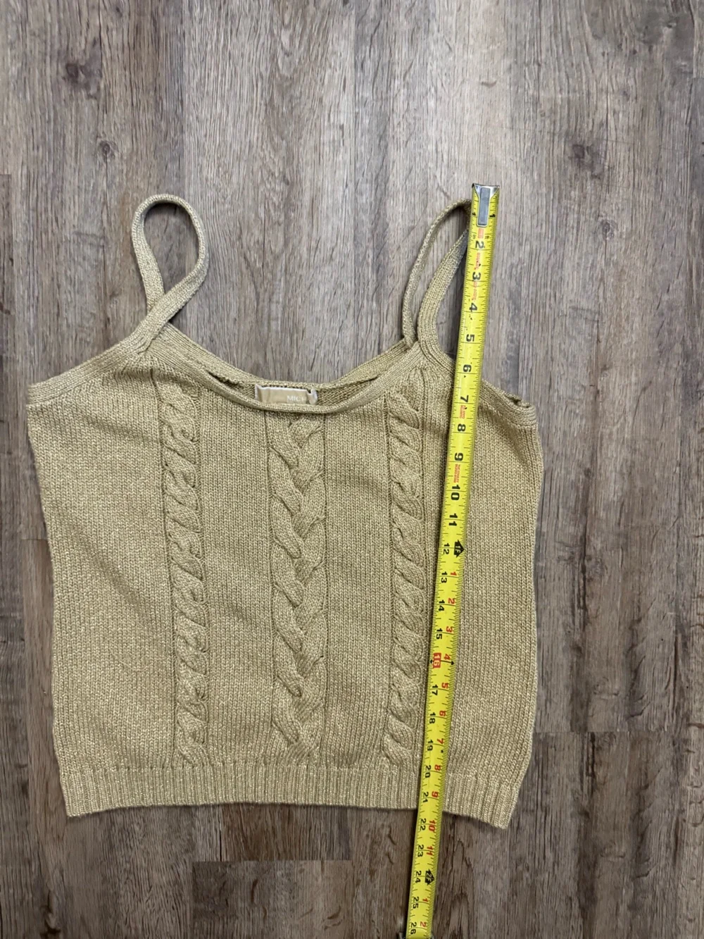 Michael Kors Gold Metallic Cable Knit Sweater Tank & Cropped Cardigan Set